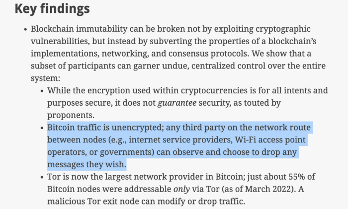 با رمزگذاری کردن ترافیک بین همتایان شبکه، پیشنهاد بهبود بیت کوین 324 می‌تواند حریم خصوصی را با پنهان کردن مکان‌های گره و سایر داده‌های خصوصی بهبود بخشد.