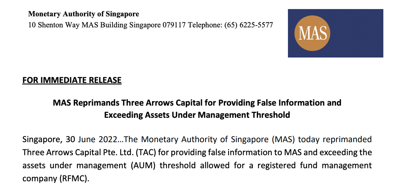 صندوق سرمایه گذاری کریپتو مشکل دار 3AC توسط مقامات پولی سنگاپور توبیخ شد، دارایی های انحلال دهندگان Eye Su Zhu